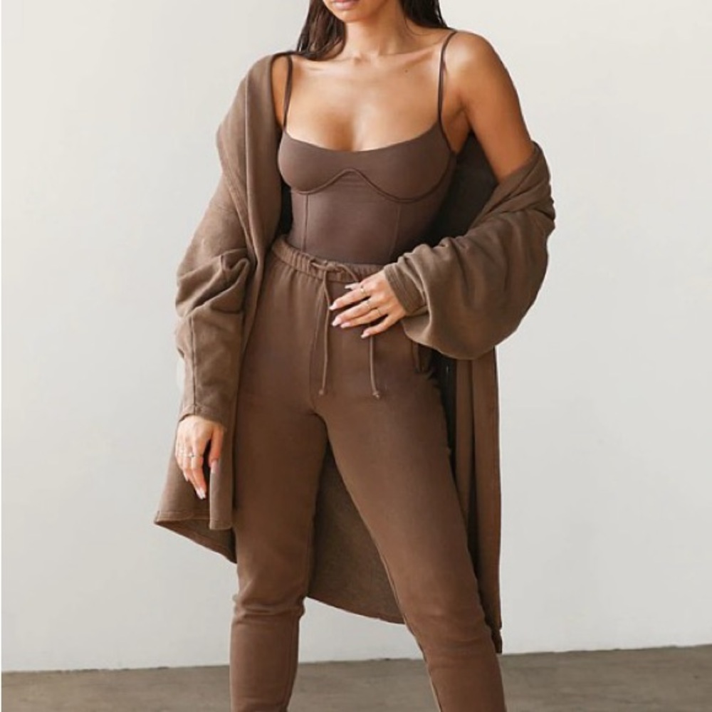 Joah Brown Chocolate Brown Cozy Cardigan Set